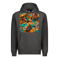 Charcoal Heather cowboy rodeo seamless pattern Premium Hoodie - BundleAndBundleShop