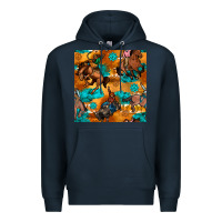 Navy cowboy rodeo seamless pattern Premium Hoodie - BundleAndBundleShop