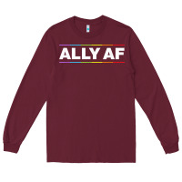 Burgundy Ally AF Pride Rainbow Shirt  Proud LGBTQ Ally TShirt Long Sleeve Tee - minhPixels