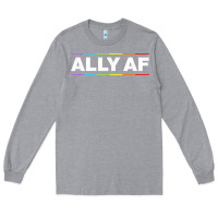 Heather Grey Ally AF Pride Rainbow Shirt  Proud LGBTQ Ally TShirt Long Sleeve Tee - minhPixels