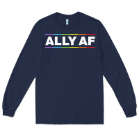 Navy Ally AF Pride Rainbow Shirt  Proud LGBTQ Ally TShirt Long Sleeve Tee - minhPixels