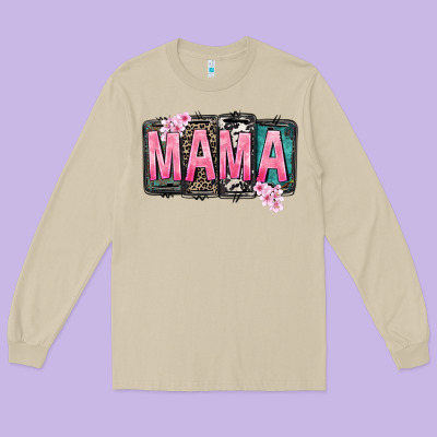 Mama Vibes Mother's Day Long Sleeve Tee Designed By Cowgirlartshop