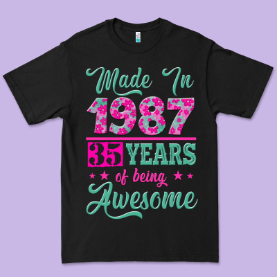 Made In 1987, 35 Years Of Being Awesome Premium Tee Designed By Jasminsmagicworld