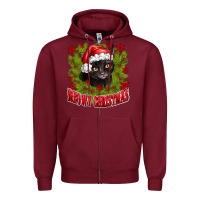Burgundy meowy christmas Zipper Hoodie - CowhideDigitalArt