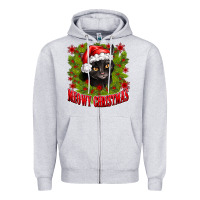 Heather Grey meowy christmas Zipper Hoodie - CowhideDigitalArt