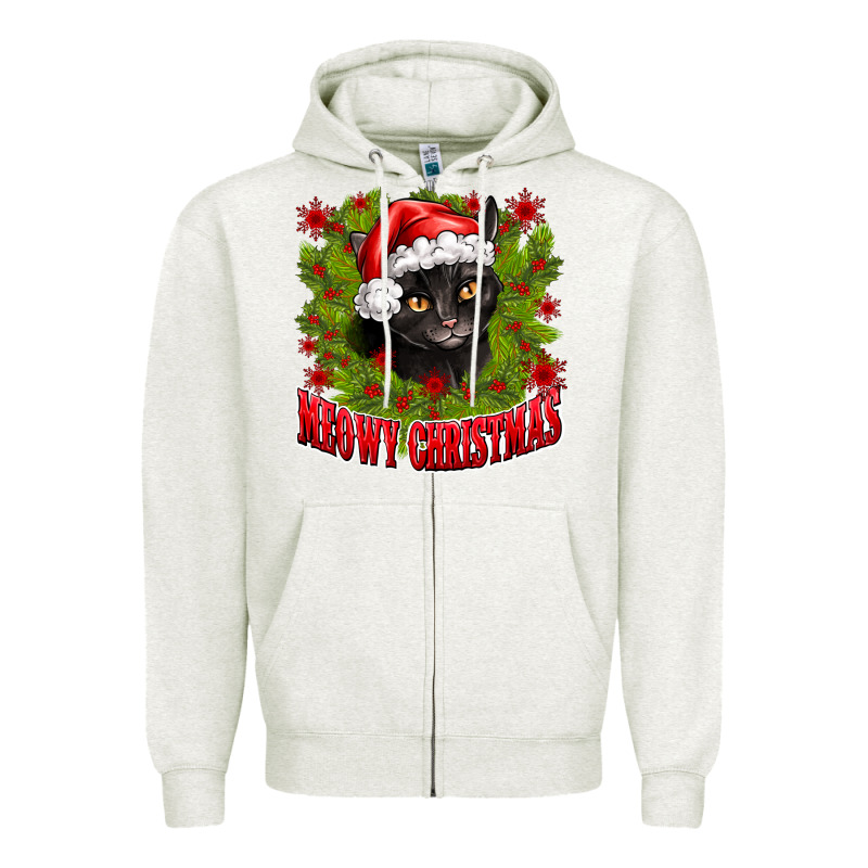 Meowy Christmas Zipper Hoodie by CowhideDigitalArt | Teevron