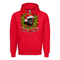Red meowy christmas Zipper Hoodie - CowhideDigitalArt