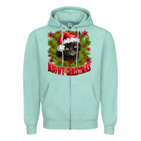 Seafoam meowy christmas Zipper Hoodie - CowhideDigitalArt