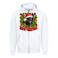 White meowy christmas Zipper Hoodie - CowhideDigitalArt