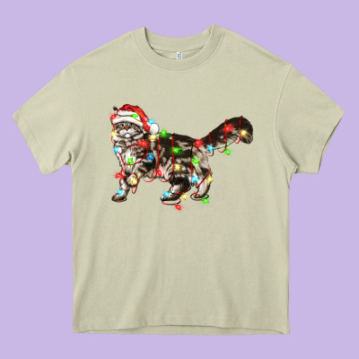 Christmas Christmas Maine Coon Cat Cat Heavy Core Tee Designed By Lillyallendesigns