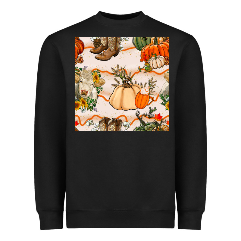 Fall Heifer Seamless Pattern Heavyweight Sweatshirt by BundleAndBundleShop | Teevron