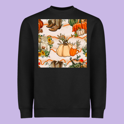 Fall Heifer Seamless Pattern Heavyweight Sweatshirt Designed By Bundleandbundleshop