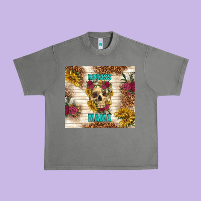 Badass Mama With Flowers Urban Heavy Tee Designed By Tumblerdesignbyshophia