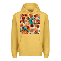 Antique Gold floral pumpkins seamless pattern Premium Hoodie - BundleAndBundleShop