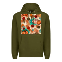Army Green floral pumpkins seamless pattern Premium Hoodie - BundleAndBundleShop