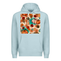 Blue Mist floral pumpkins seamless pattern Premium Hoodie - BundleAndBundleShop