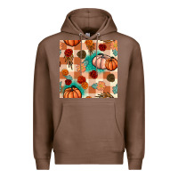 Chestnut floral pumpkins seamless pattern Premium Hoodie - BundleAndBundleShop