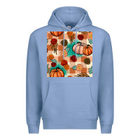 Colony Blue floral pumpkins seamless pattern Premium Hoodie - BundleAndBundleShop