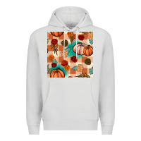 Dove Grey floral pumpkins seamless pattern Premium Hoodie - BundleAndBundleShop