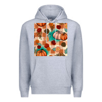 Heather Grey floral pumpkins seamless pattern Premium Hoodie - BundleAndBundleShop