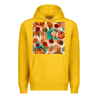 Lemon floral pumpkins seamless pattern Premium Hoodie - BundleAndBundleShop
