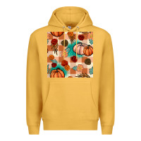 Mustard floral pumpkins seamless pattern Premium Hoodie - BundleAndBundleShop