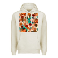 Oatmeal Heather floral pumpkins seamless pattern Premium Hoodie - BundleAndBundleShop