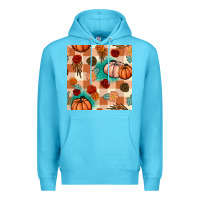 Ocean Blue floral pumpkins seamless pattern Premium Hoodie - BundleAndBundleShop
