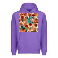 Purple floral pumpkins seamless pattern Premium Hoodie - BundleAndBundleShop
