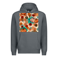 Rock floral pumpkins seamless pattern Premium Hoodie - BundleAndBundleShop