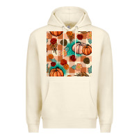 Sandshell floral pumpkins seamless pattern Premium Hoodie - BundleAndBundleShop