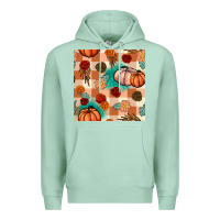 Seafoam floral pumpkins seamless pattern Premium Hoodie - BundleAndBundleShop