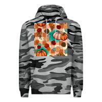 Slate Camo floral pumpkins seamless pattern Premium Hoodie - BundleAndBundleShop