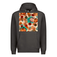 Smoke floral pumpkins seamless pattern Premium Hoodie - BundleAndBundleShop