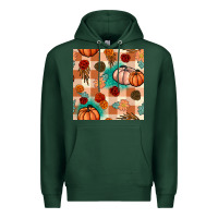 Sports Green floral pumpkins seamless pattern Premium Hoodie - BundleAndBundleShop