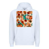 White floral pumpkins seamless pattern Premium Hoodie - BundleAndBundleShop