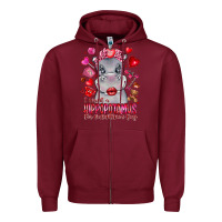 Burgundy i want hippopotamus for valentines day Zipper Hoodie - CowhideDigitalArt