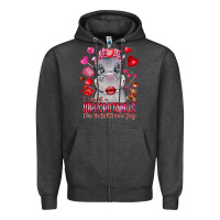 Charcoal Heather i want hippopotamus for valentines day Zipper Hoodie - CowhideDigitalArt