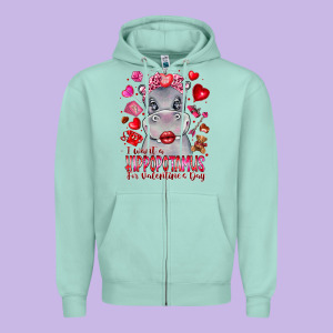 I Want Hippopotamus For Valentines Day Zipper Hoodie Designed By Cowhidedigitalart