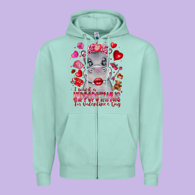 I Want Hippopotamus For Valentines Day Zipper Hoodie Designed By Cowhidedigitalart