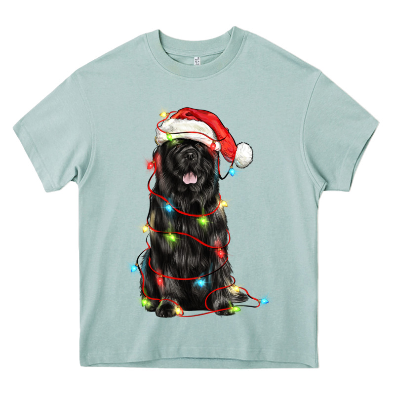 Christmas Newfoundland Dog Heavy Core Tee by LillyAllenDesigns | Teevron