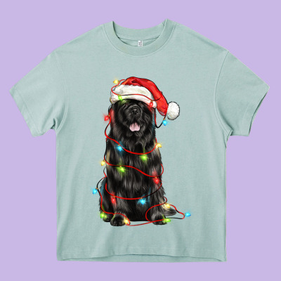 Christmas Newfoundland Dog Heavy Core Tee Designed By Lillyallendesigns