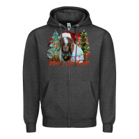 Charcoal Heather merry Christmas goat Zipper Hoodie - CowhideDigitalArt