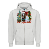 Dove Grey merry Christmas goat Zipper Hoodie - CowhideDigitalArt