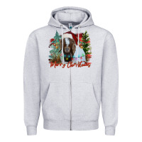 Heather Grey merry Christmas goat Zipper Hoodie - CowhideDigitalArt