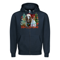Navy merry Christmas goat Zipper Hoodie - CowhideDigitalArt