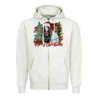 Oatmeal Heather merry Christmas goat Zipper Hoodie - CowhideDigitalArt