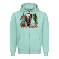 Seafoam merry Christmas goat Zipper Hoodie - CowhideDigitalArt