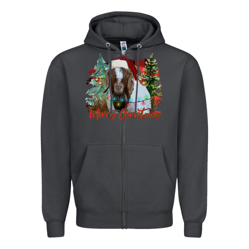 Merry Christmas Goat Zipper Hoodie by CowhideDigitalArt | Teevron