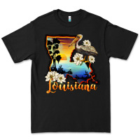 Black louisiana  sunset map magnolia Premium Tee - BarkalooDesign